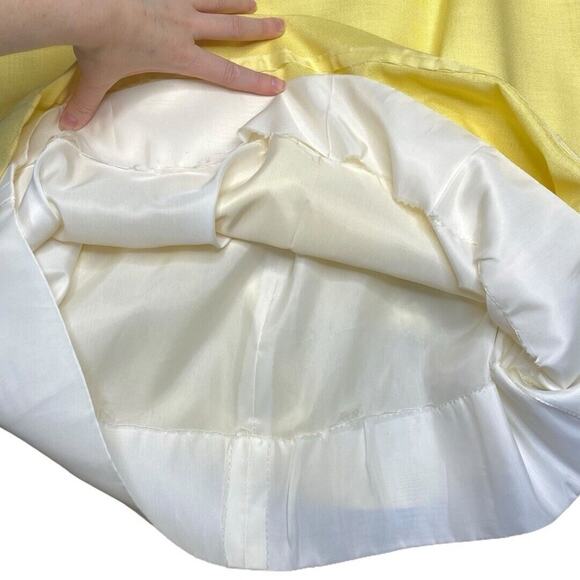 Vintage 60s Butter Yellow Maxi Gown Women XS Lace Retro Glam Regency Formal Prom - Picture 8 of 11